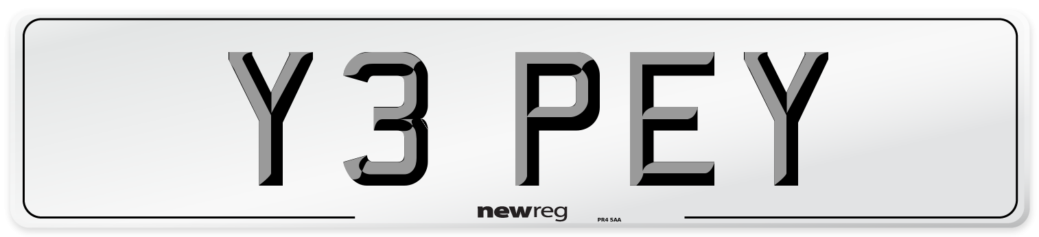Y3 PEY Front Number Plate
