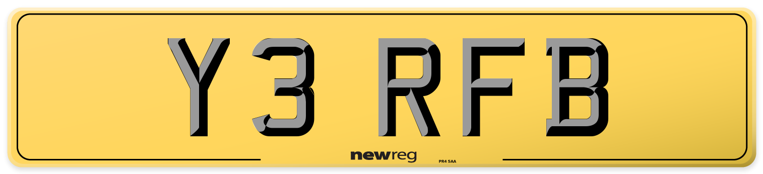 Y3 RFB Rear Number Plate