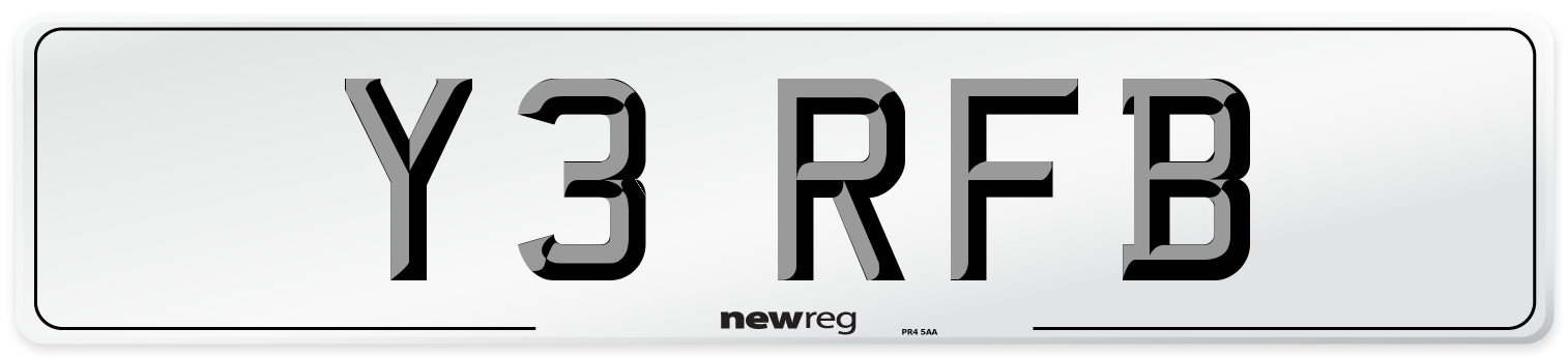 Y3 RFB Front Number Plate
