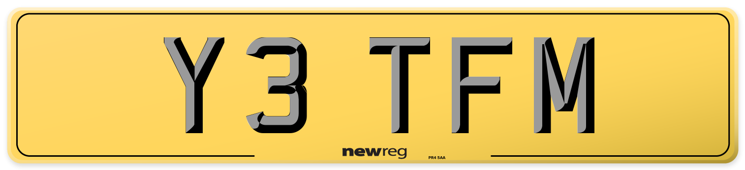 Y3 TFM Rear Number Plate