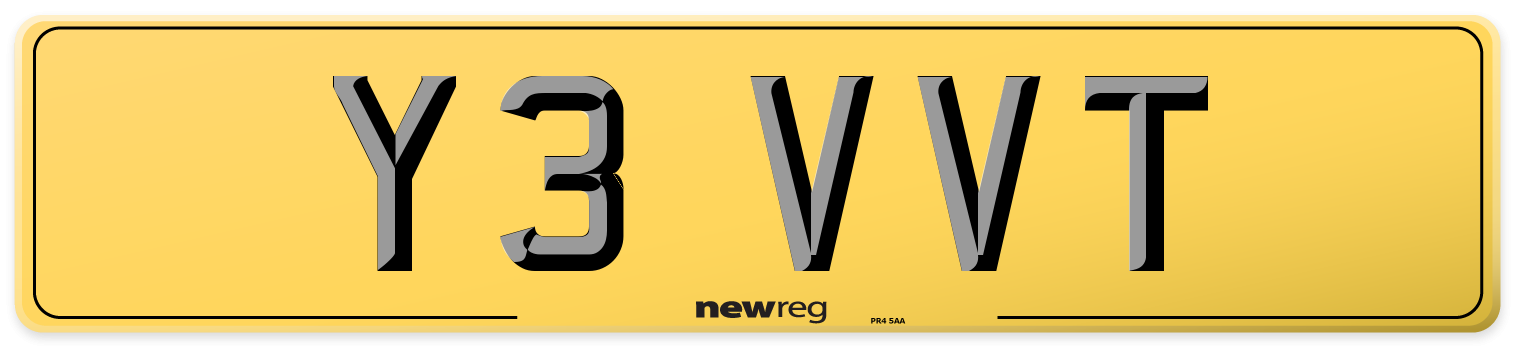 Y3 VVT Rear Number Plate