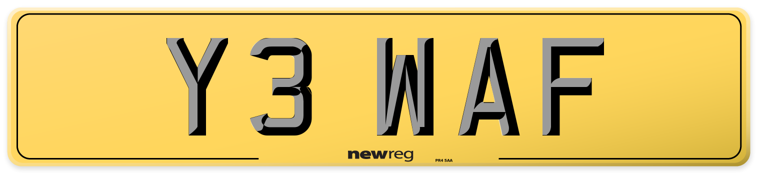 Y3 WAF Rear Number Plate