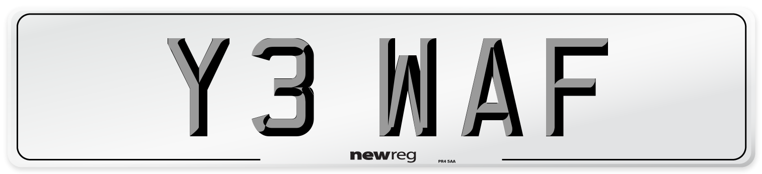 Y3 WAF Front Number Plate