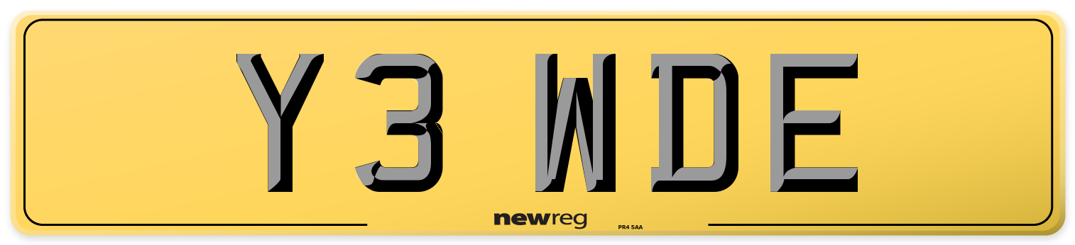 Y3 WDE Rear Number Plate