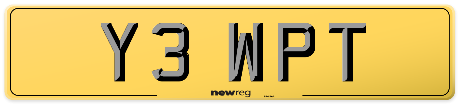 Y3 WPT Rear Number Plate