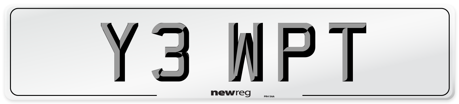 Y3 WPT Front Number Plate