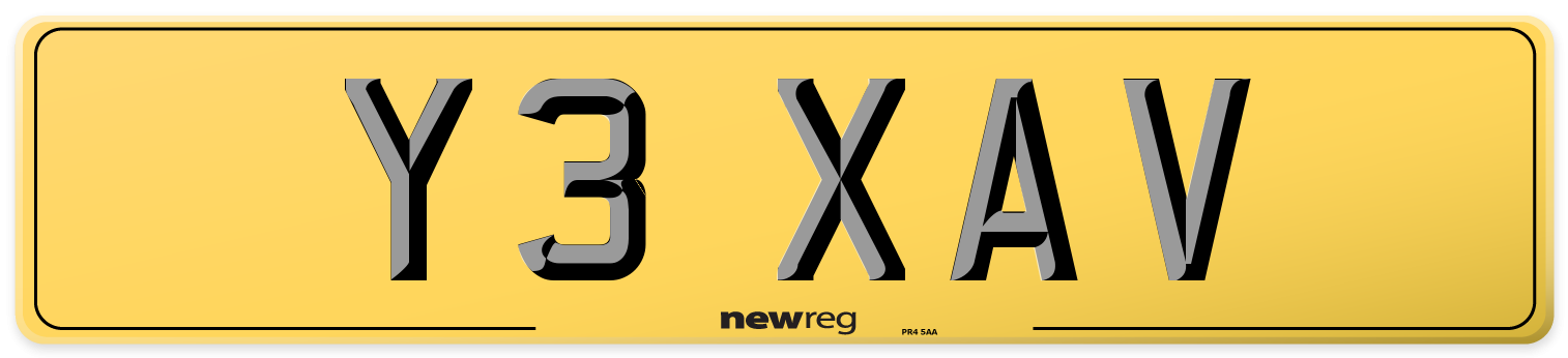 Y3 XAV Rear Number Plate