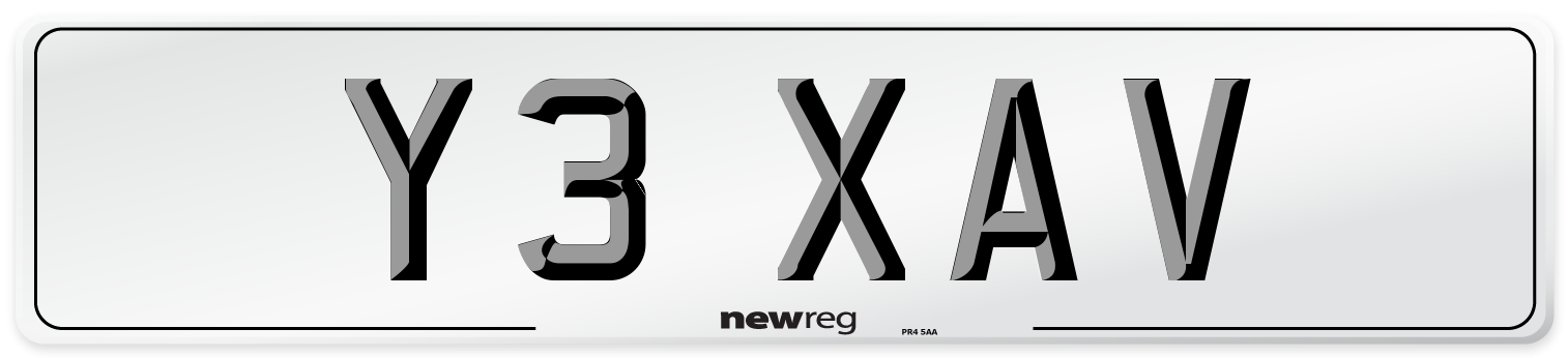 Y3 XAV Front Number Plate