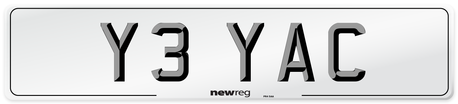 Y3 YAC Front Number Plate