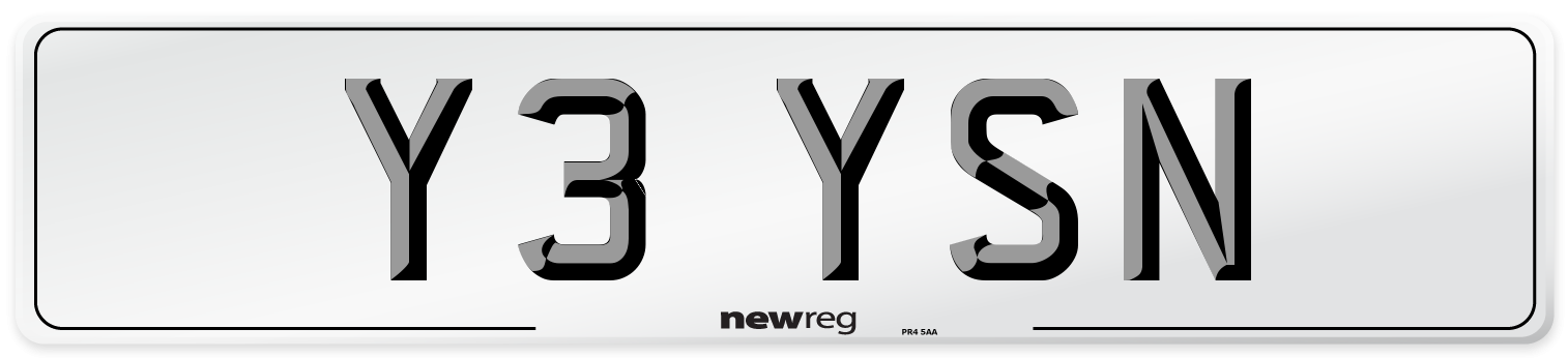Y3 YSN Front Number Plate