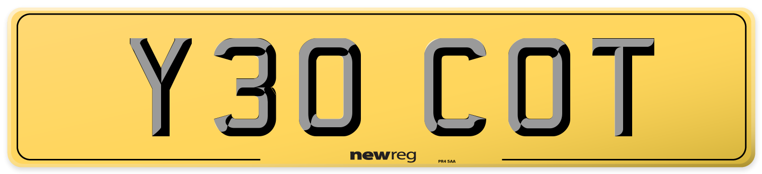 Y30 COT Rear Number Plate