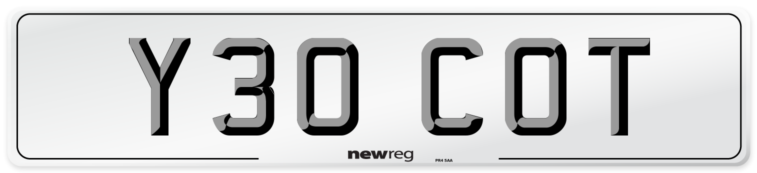 Y30 COT Front Number Plate