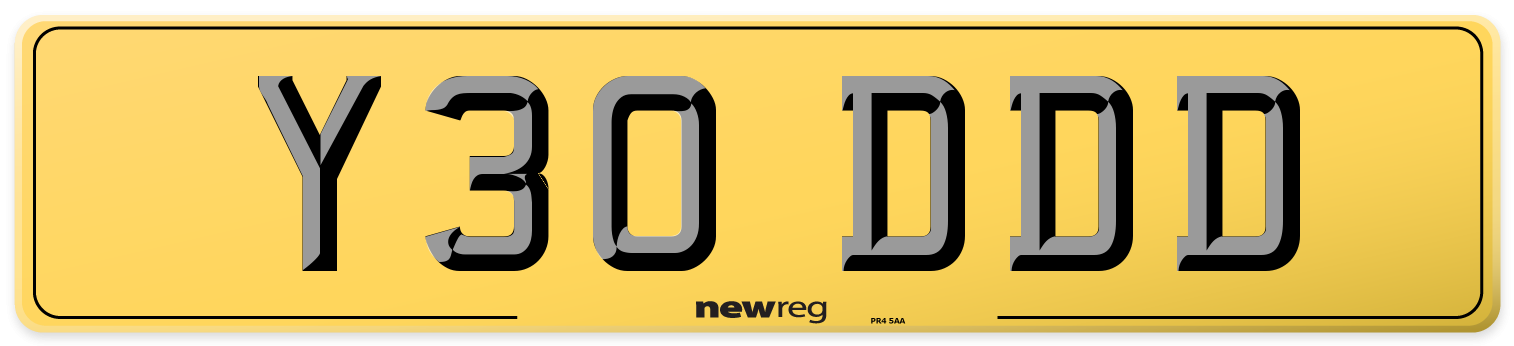 Y30 DDD Rear Number Plate