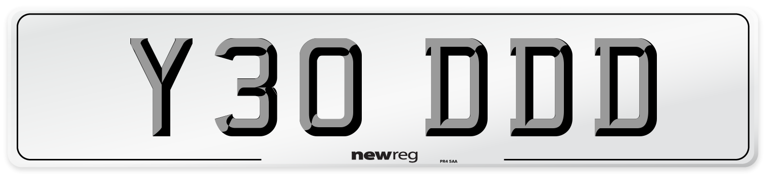 Y30 DDD Front Number Plate
