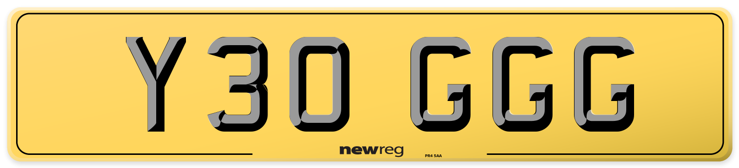 Y30 GGG Rear Number Plate