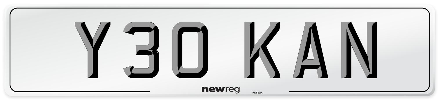 Y30 KAN Front Number Plate
