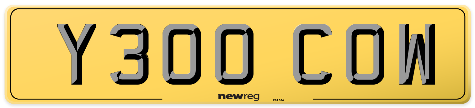 Y300 COW Rear Number Plate