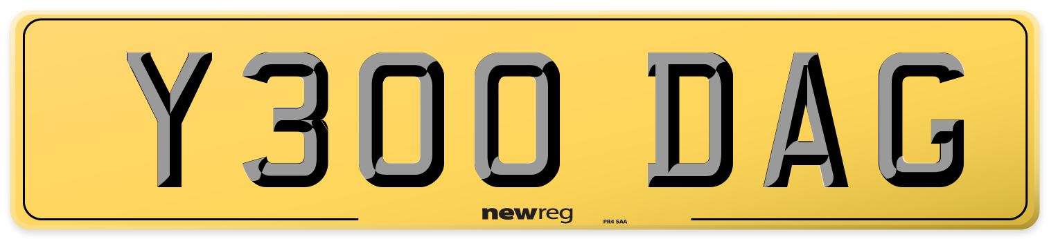 Y300 DAG Rear Number Plate