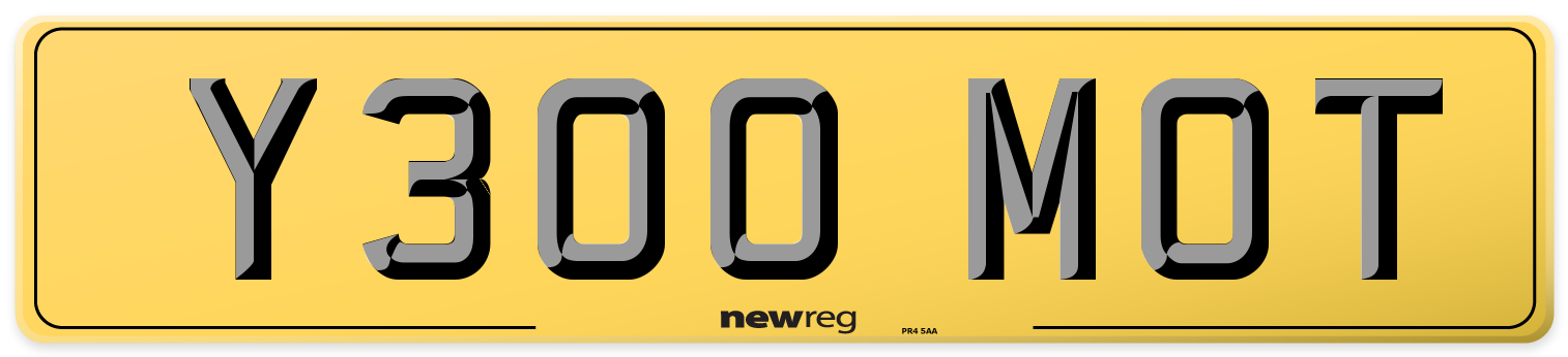 Y300 MOT Rear Number Plate