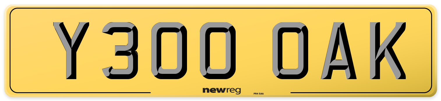 Y300 OAK Rear Number Plate