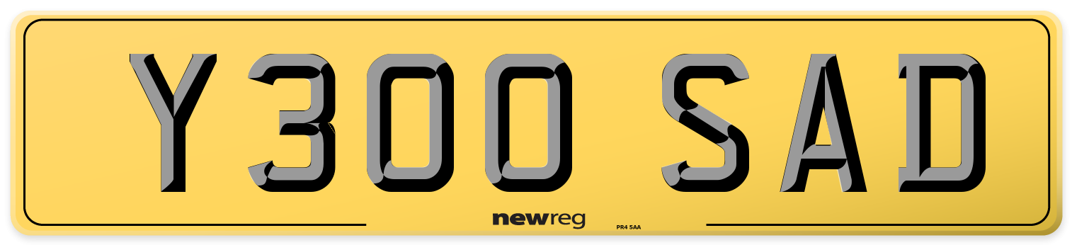 Y300 SAD Rear Number Plate