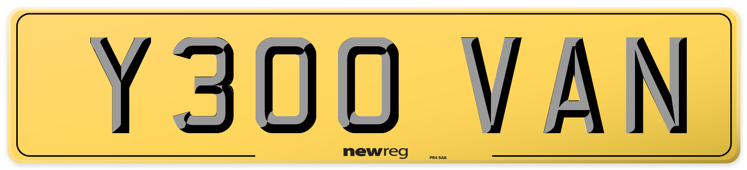 Y300 VAN Rear Number Plate
