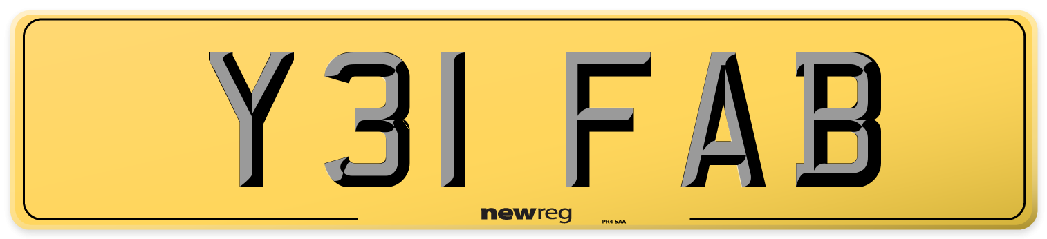 Y31 FAB Rear Number Plate