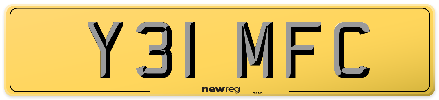 Y31 MFC Rear Number Plate