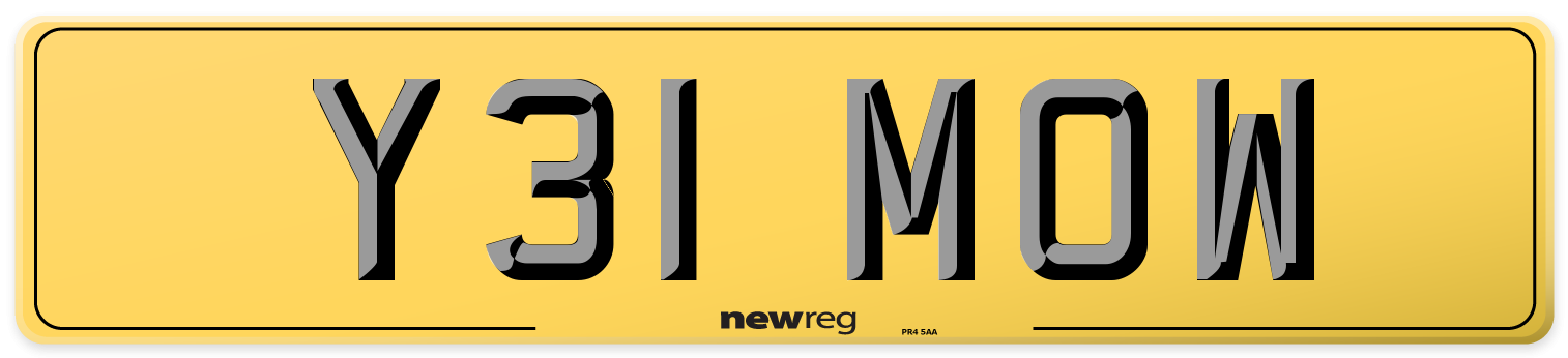 Y31 MOW Rear Number Plate