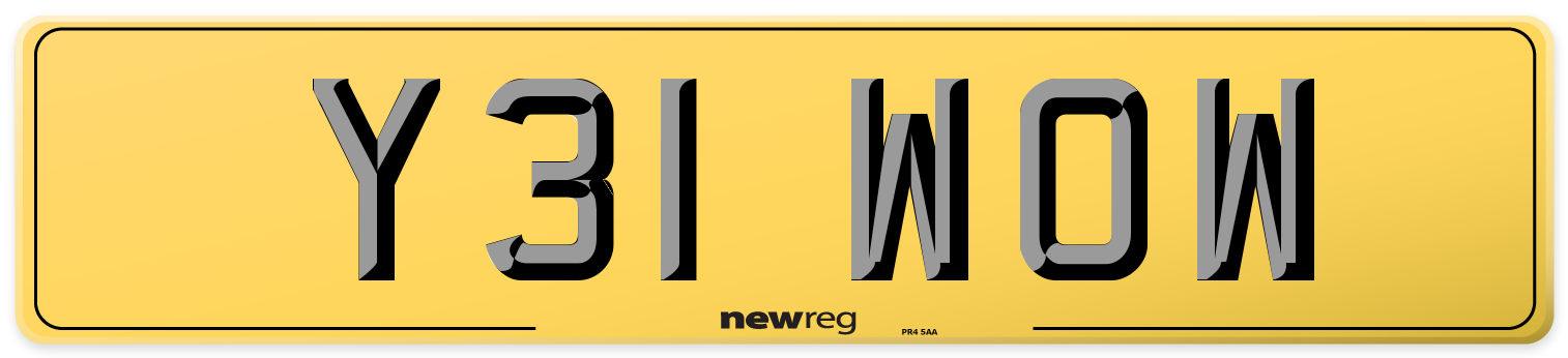 Y31 WOW Rear Number Plate