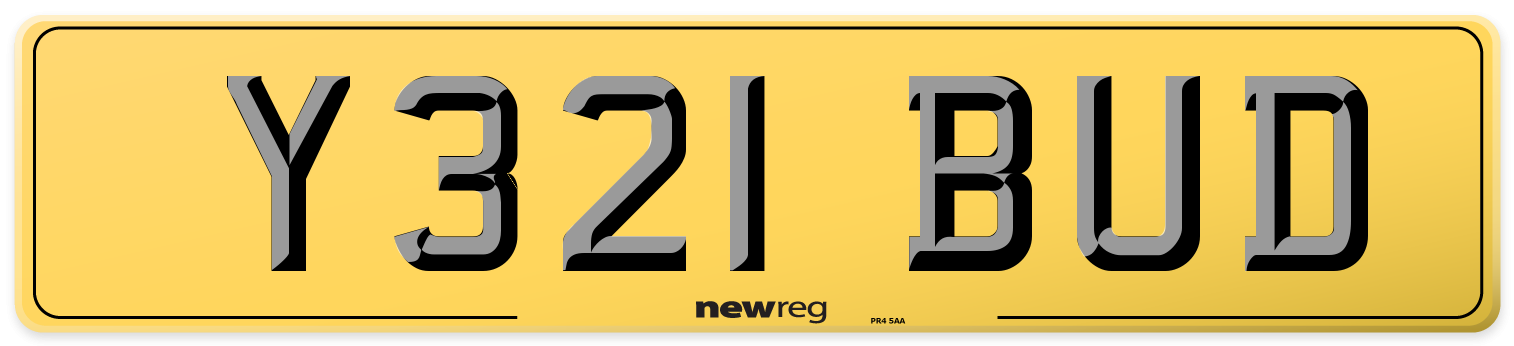 Y321 BUD Rear Number Plate