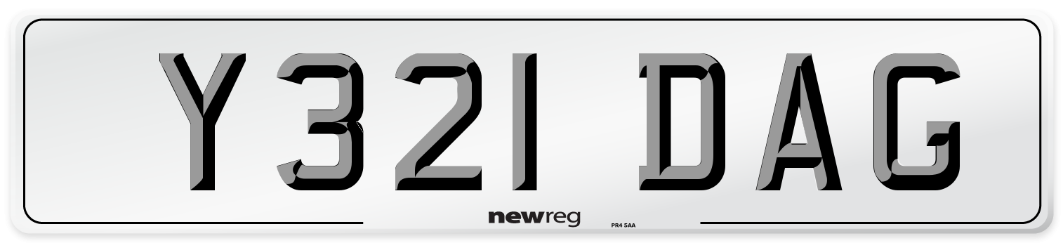 Y321 DAG Front Number Plate