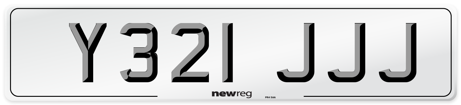 Y321 JJJ Front Number Plate