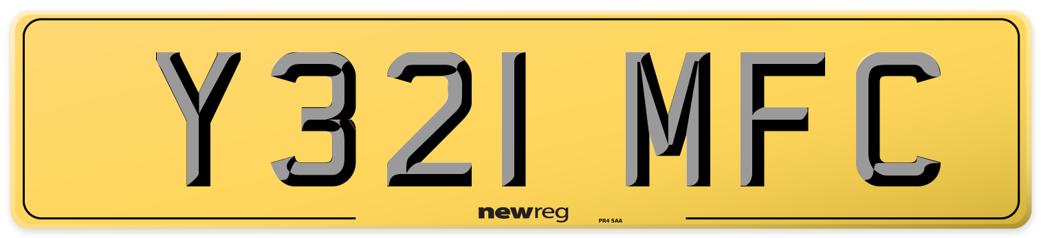 Y321 MFC Rear Number Plate