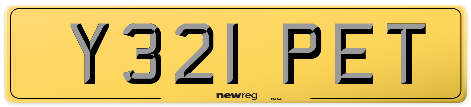 Y321 PET Rear Number Plate