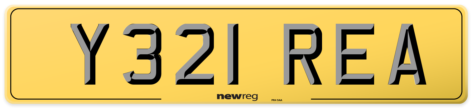 Y321 REA Rear Number Plate