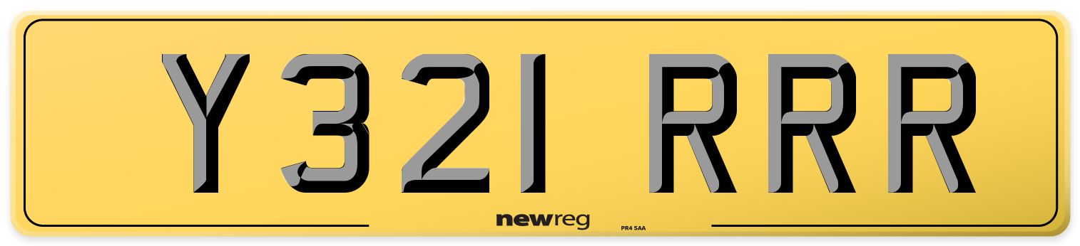 Y321 RRR Rear Number Plate