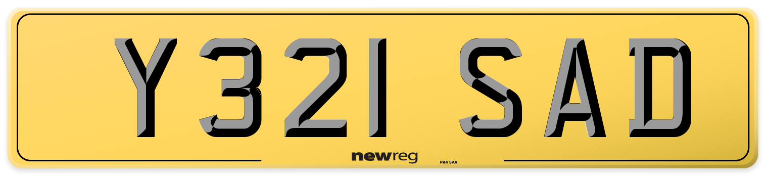 Y321 SAD Rear Number Plate