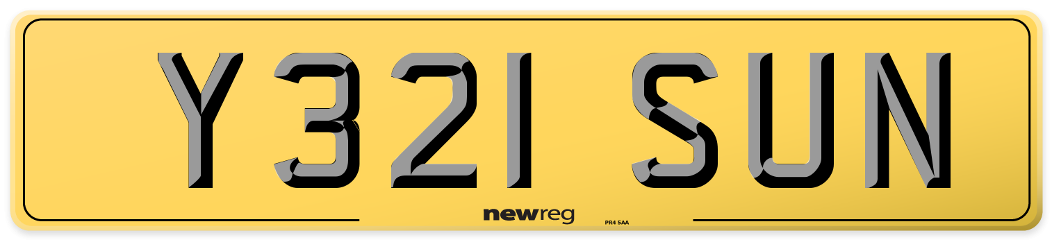 Y321 SUN Rear Number Plate