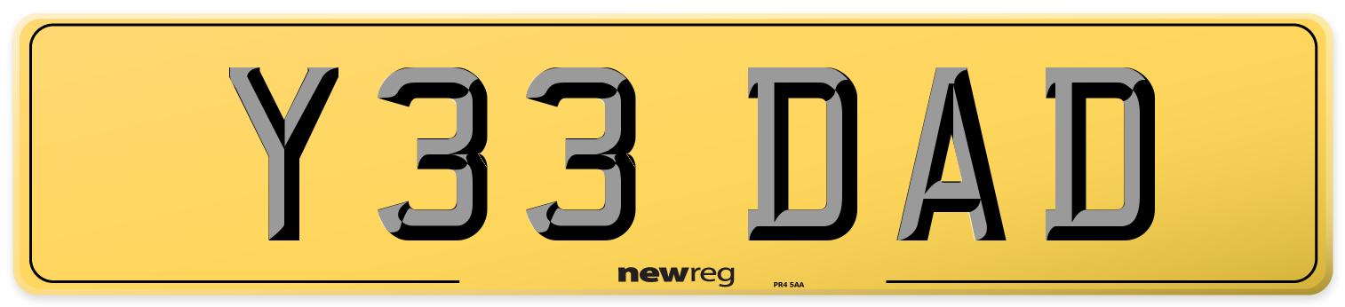 Y33 DAD Rear Number Plate
