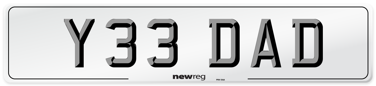 Y33 DAD Front Number Plate