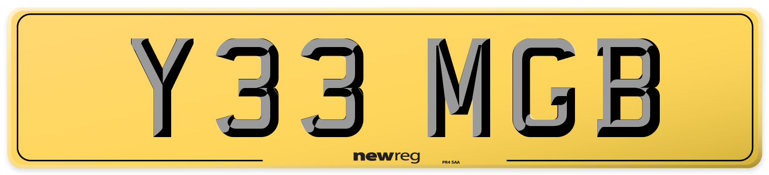 Y33 MGB Rear Number Plate