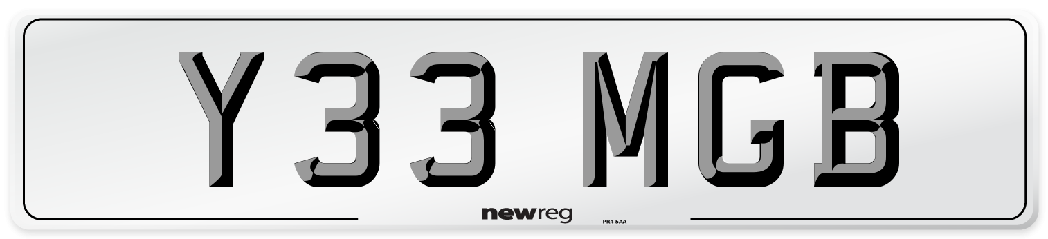 Y33 MGB Front Number Plate