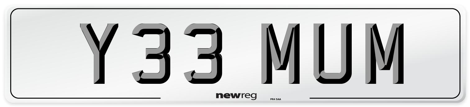 Y33 MUM Front Number Plate