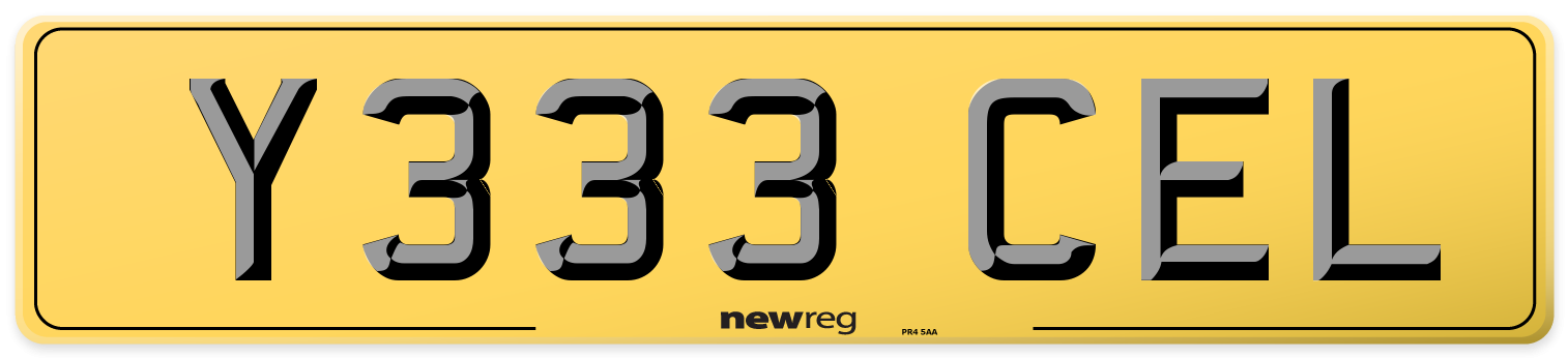 Y333 CEL Rear Number Plate