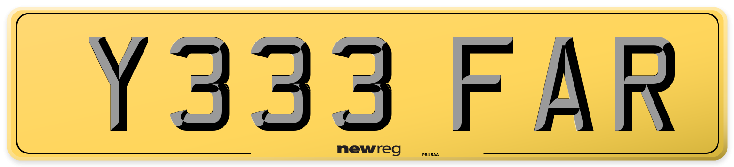 Y333 FAR Rear Number Plate