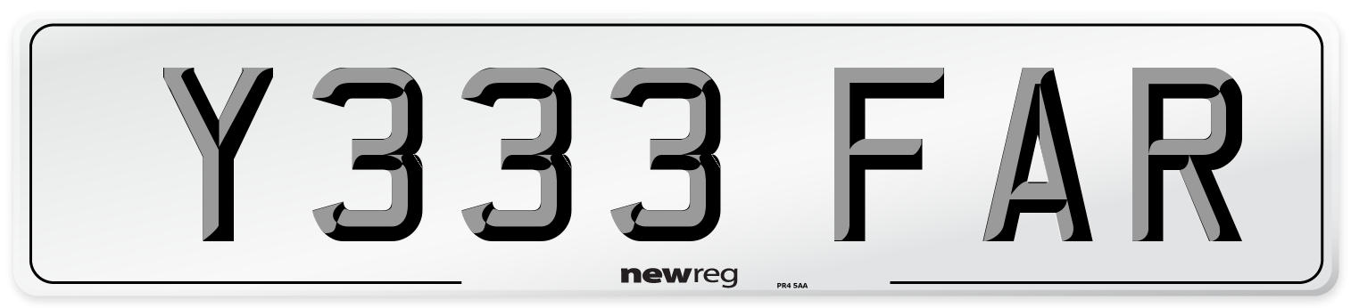 Y333 FAR Front Number Plate