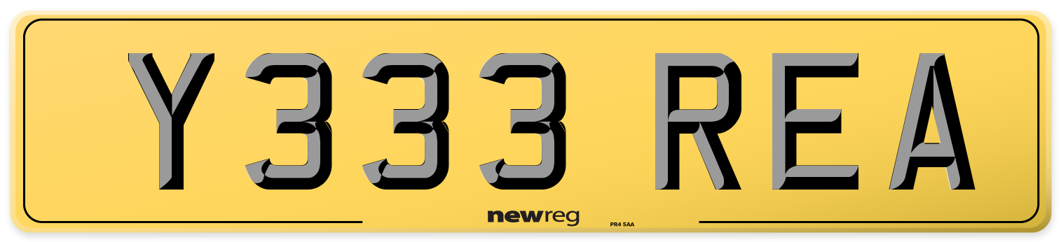 Y333 REA Rear Number Plate