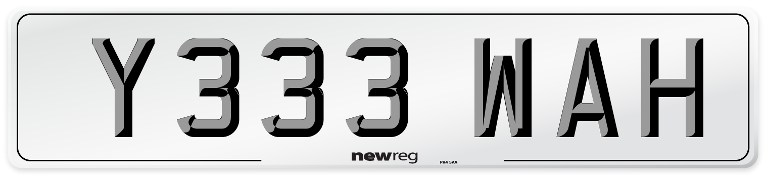 Y333 WAH Front Number Plate