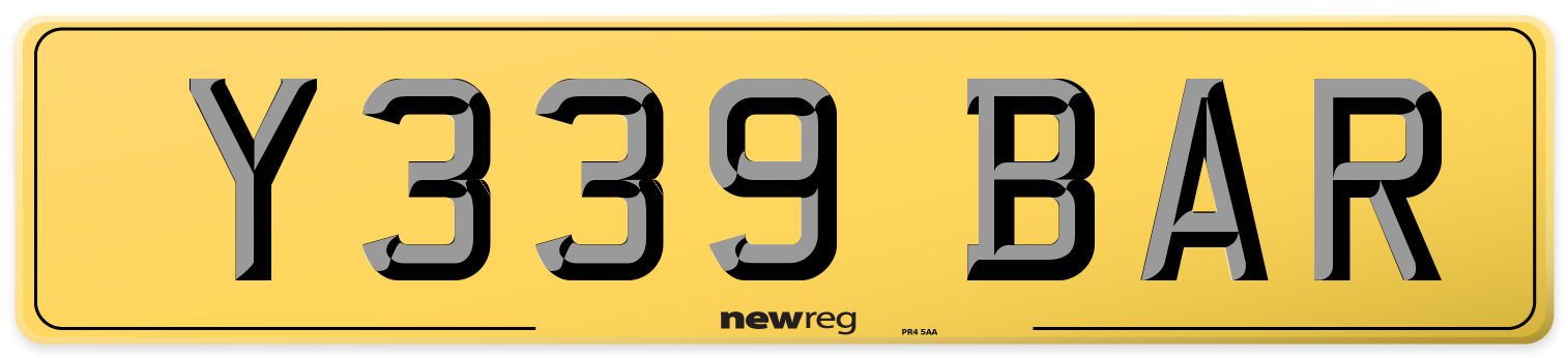 Y339 BAR Rear Number Plate
